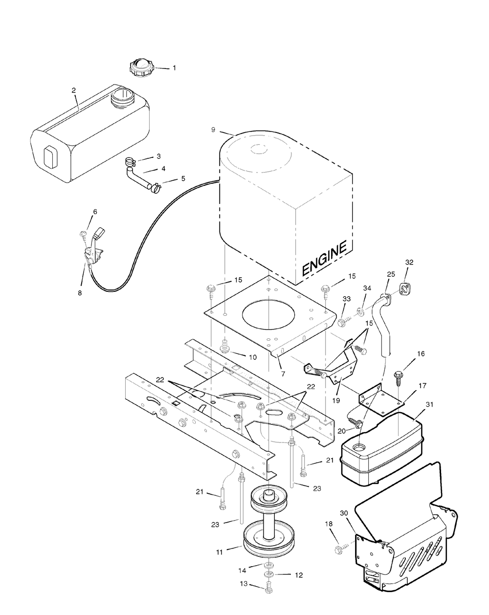 Engine Mount Diagram and Parts List for 405606X190A-552546 2006 Briggs and Stratton Lawn Tractor
